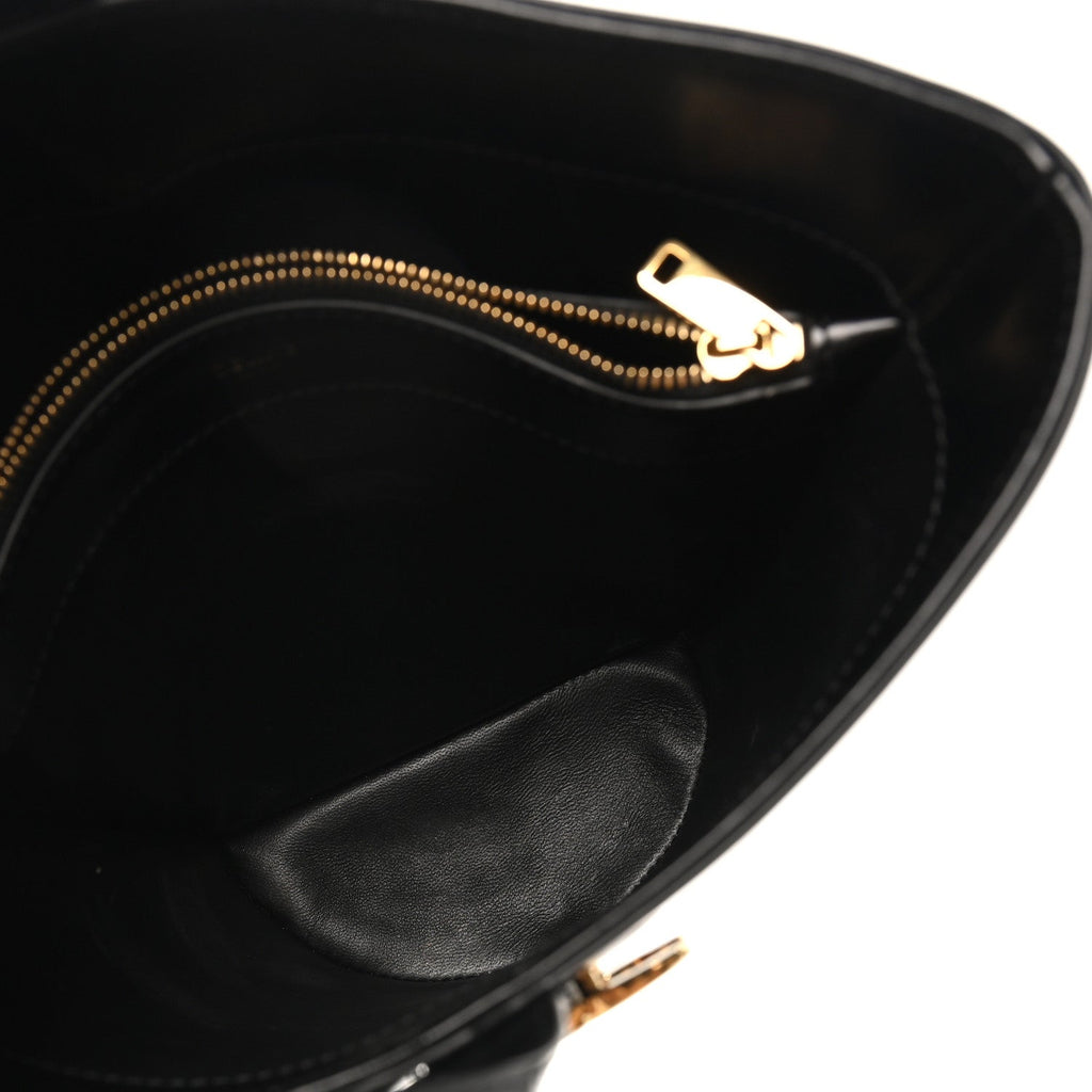 Shiny Calfskin Triomphe Bucket Bag Black