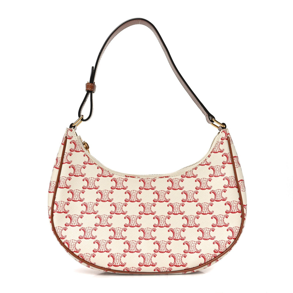 Canvas Calfskin Ava Triomphe Shoulder Bag Red