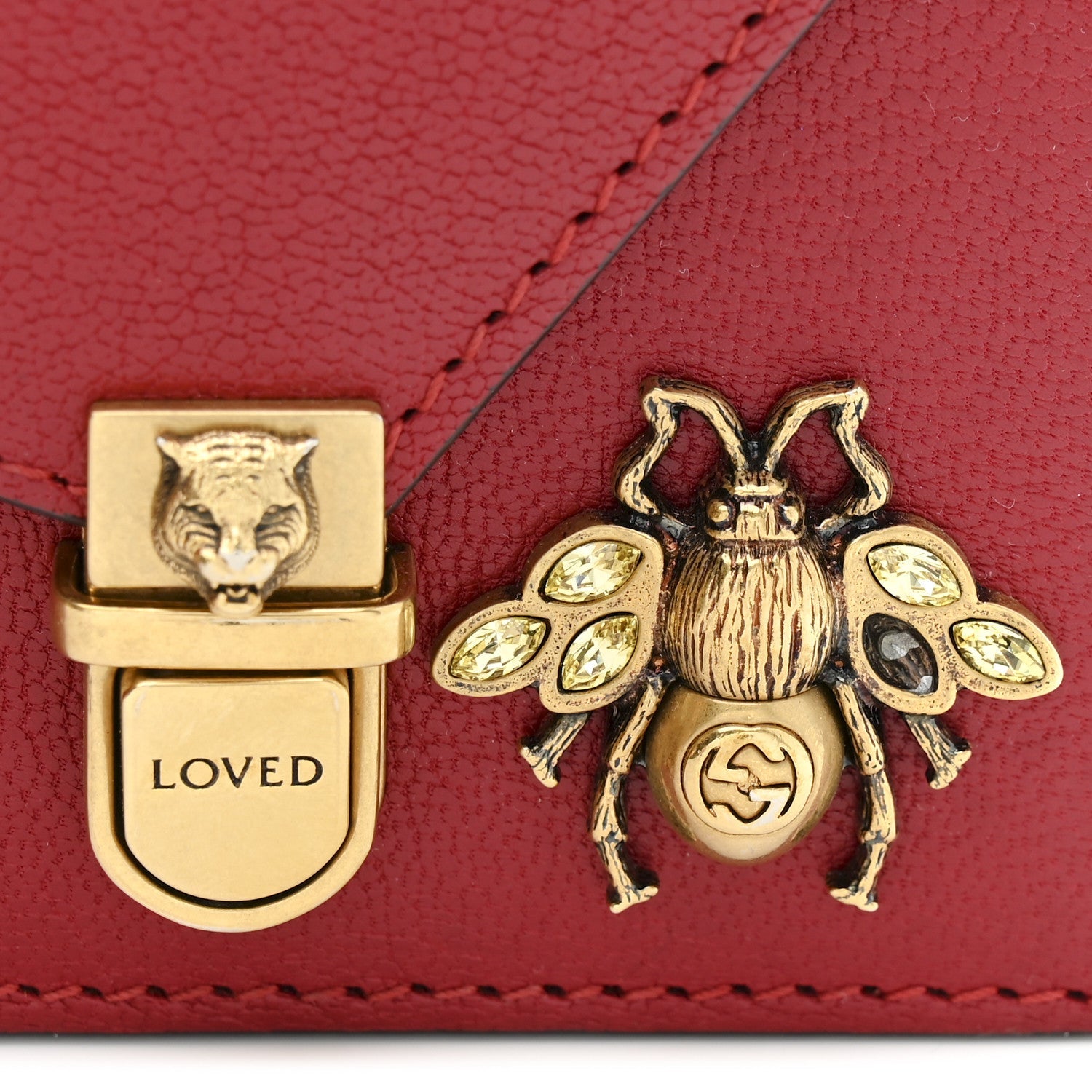 Calfskin Snakeskin Studded Small Ottilia Top Handle Bag Hibiscus Red