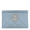 Caviar Quilted Crystal  Holder Light Blue