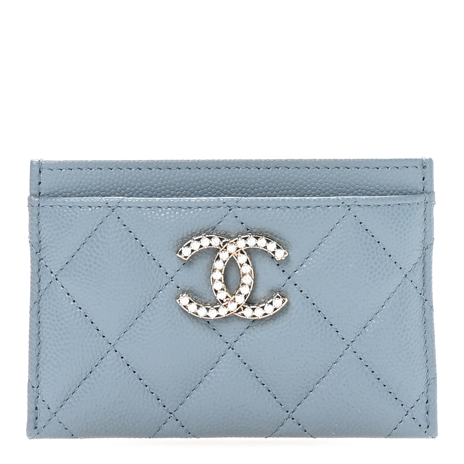 Caviar Quilted Crystal  Holder Light Blue