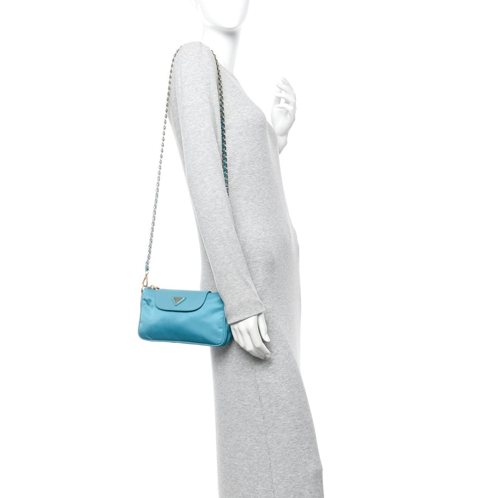 Tessuto Nylon Saffiano Crossbody Bag Turchese