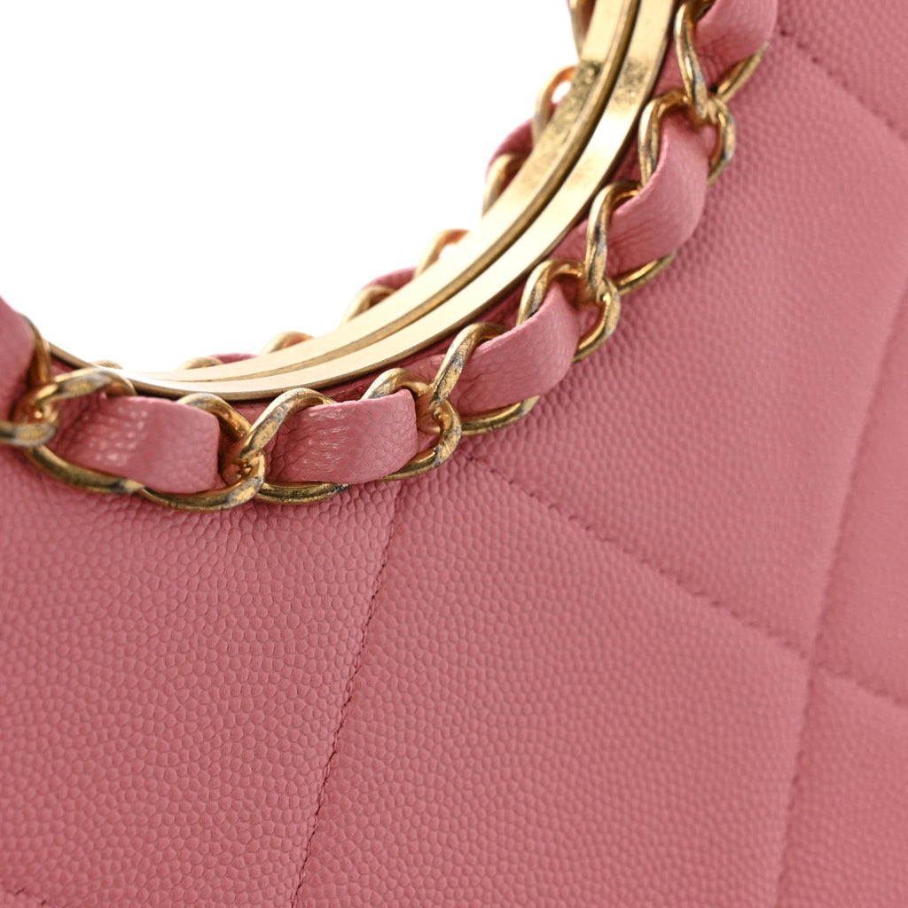 Caviar Quilted A Real Catch Clutch Pink