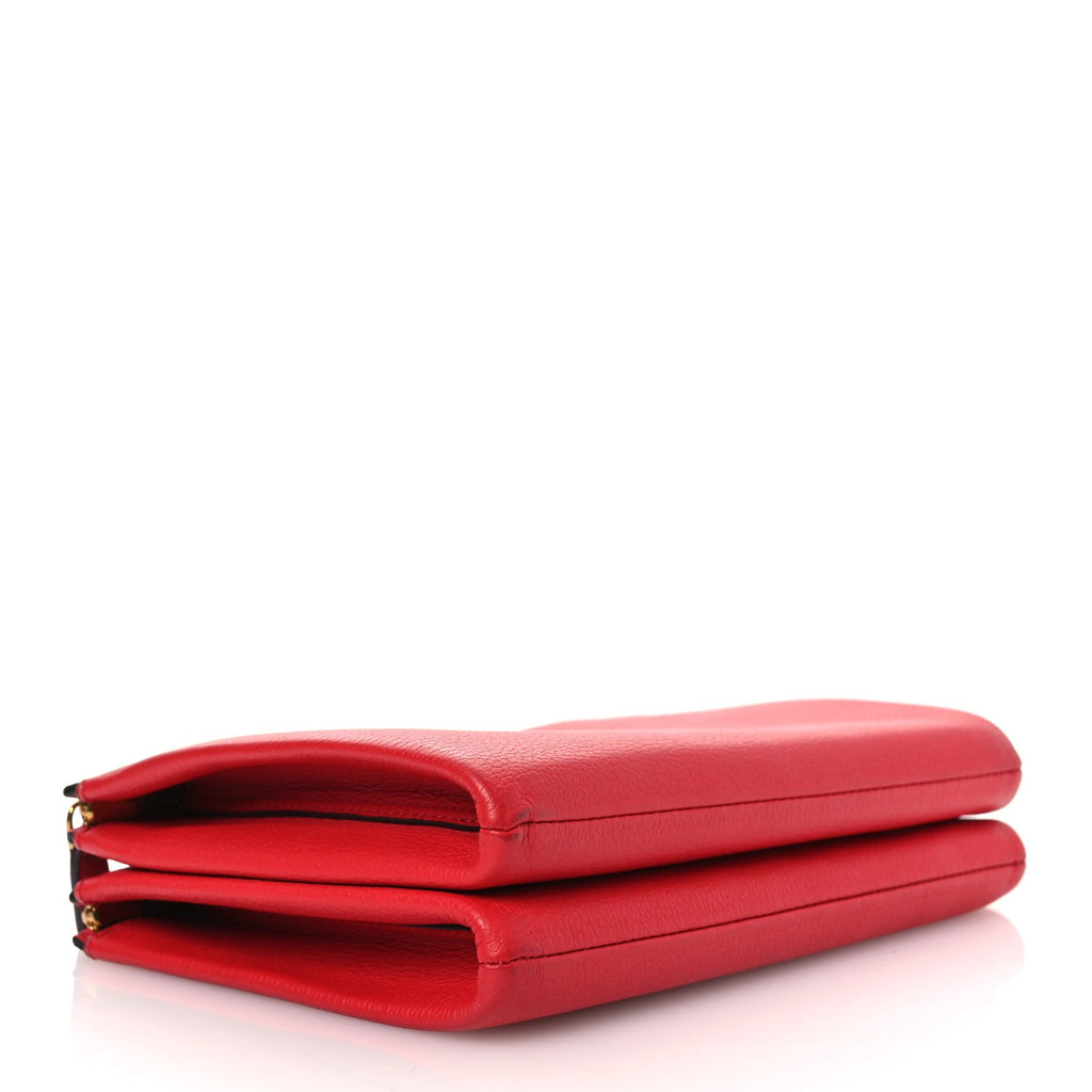 Grained Calfskin Milla Double Crossbody Bag Ruby Red