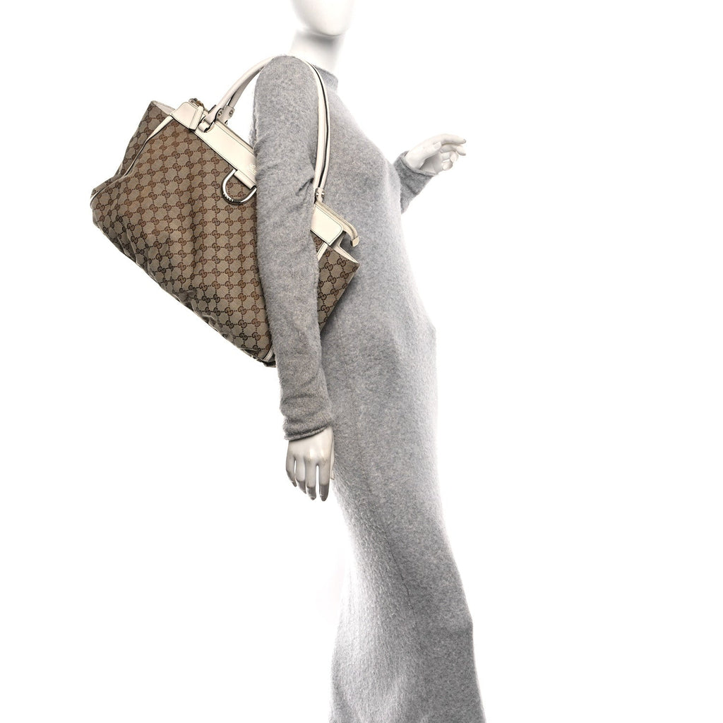 Monogram D Gold Tote  White
