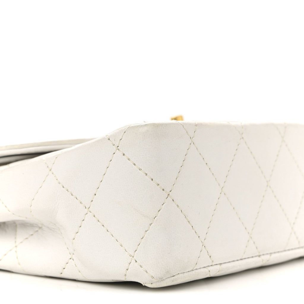 Lambskin Quilted Small Flap White