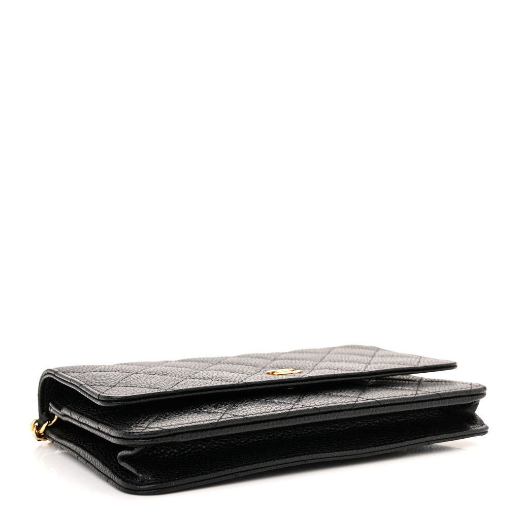 Caviar Quilted Wallet On Chain WOC Black