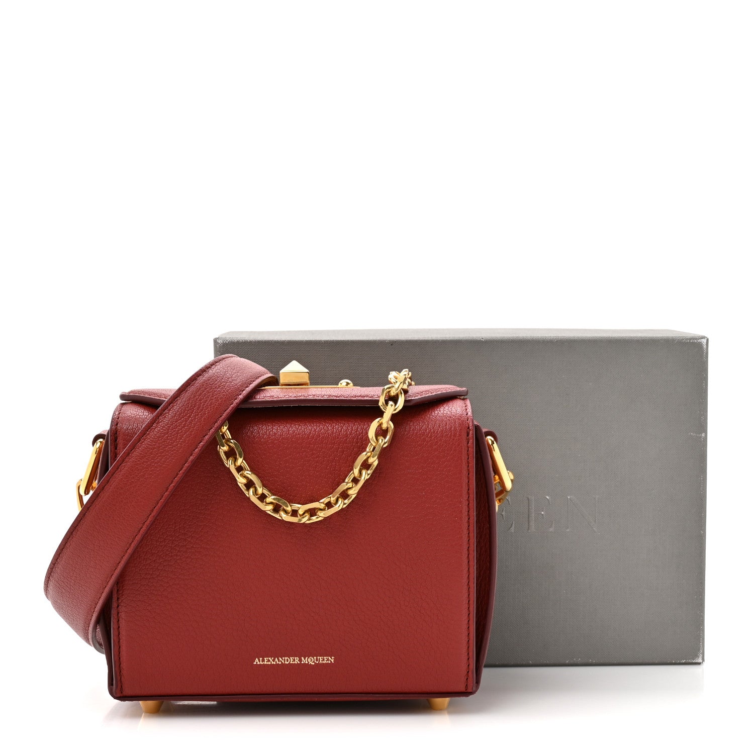 Silky Amish Grained Box Shoulder Bag 16 Lacquered Red