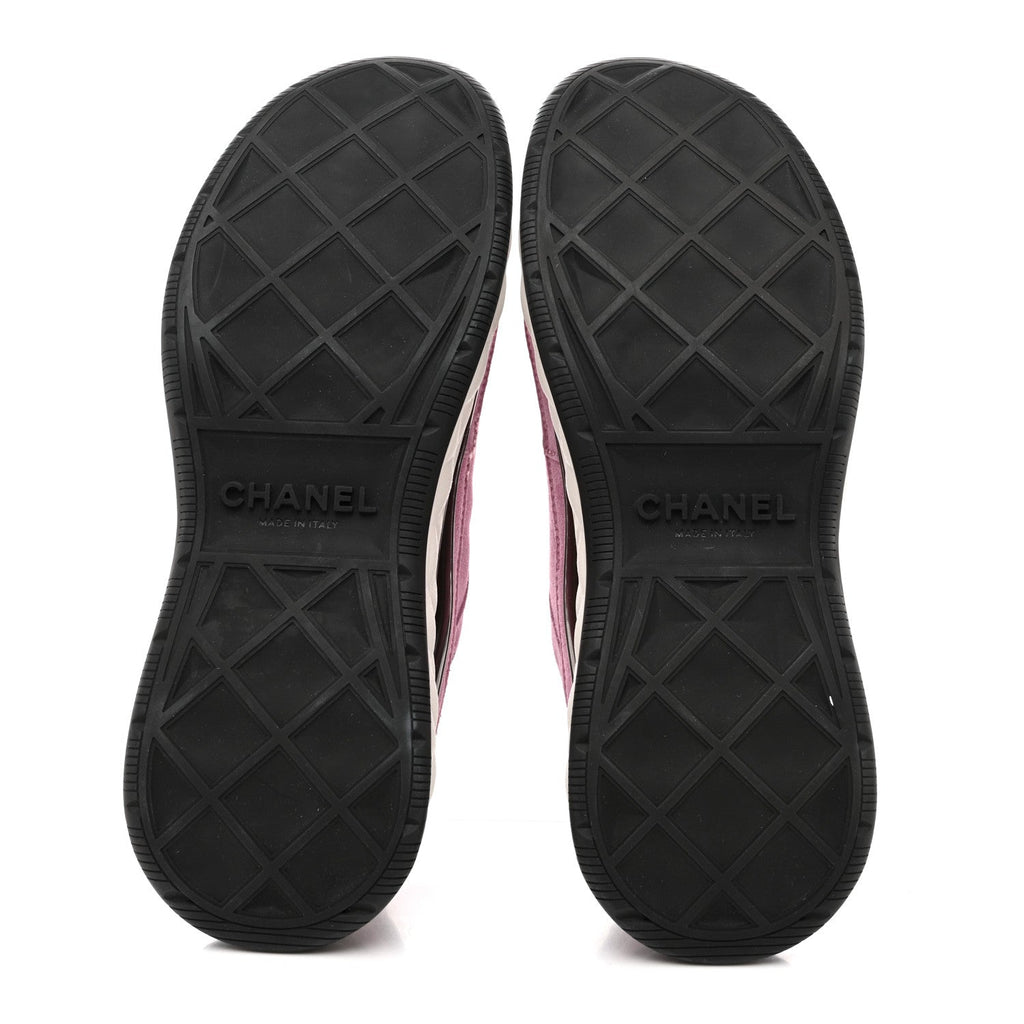 Suede Calfskin Nylon Grosgrain CC Sneakers 39 Dark Pink
