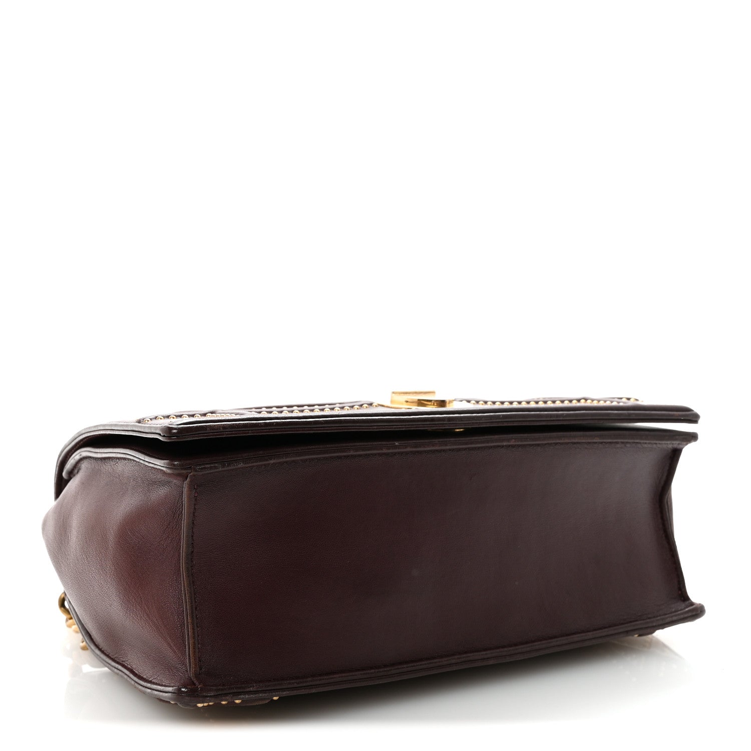 Lambskin Studded Medium Diorama Flap Bag Burgundy