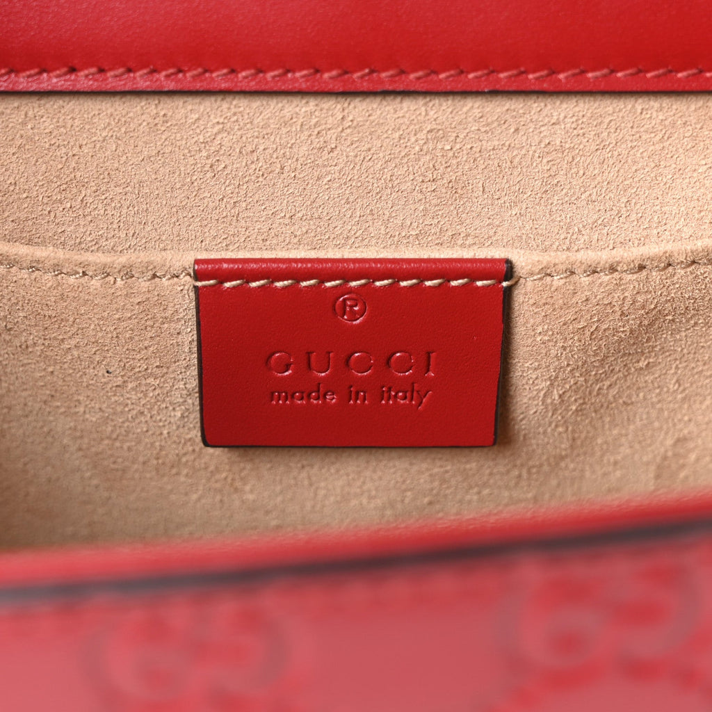 Guccissima Small Padlock Shoulder Bag Hibiscus Red