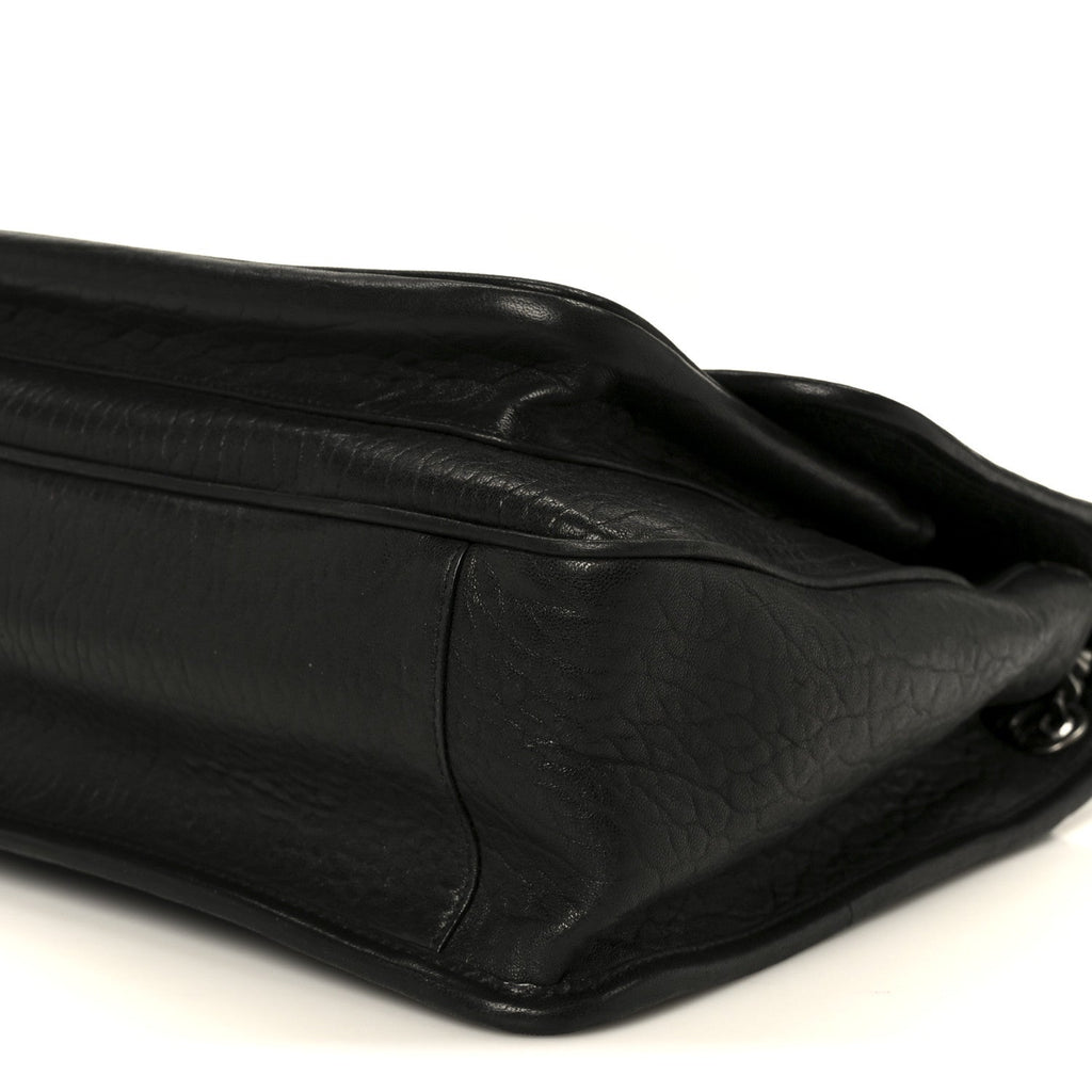 Grained Lambskin Monogram Large Niki Chain Satchel Black
