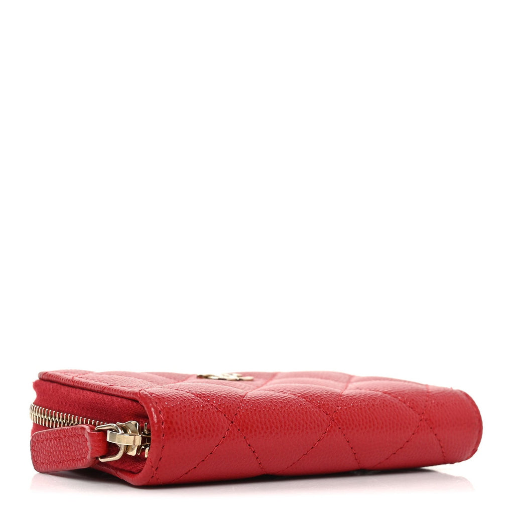 Caviar Quilted Zip Coin Purse Red