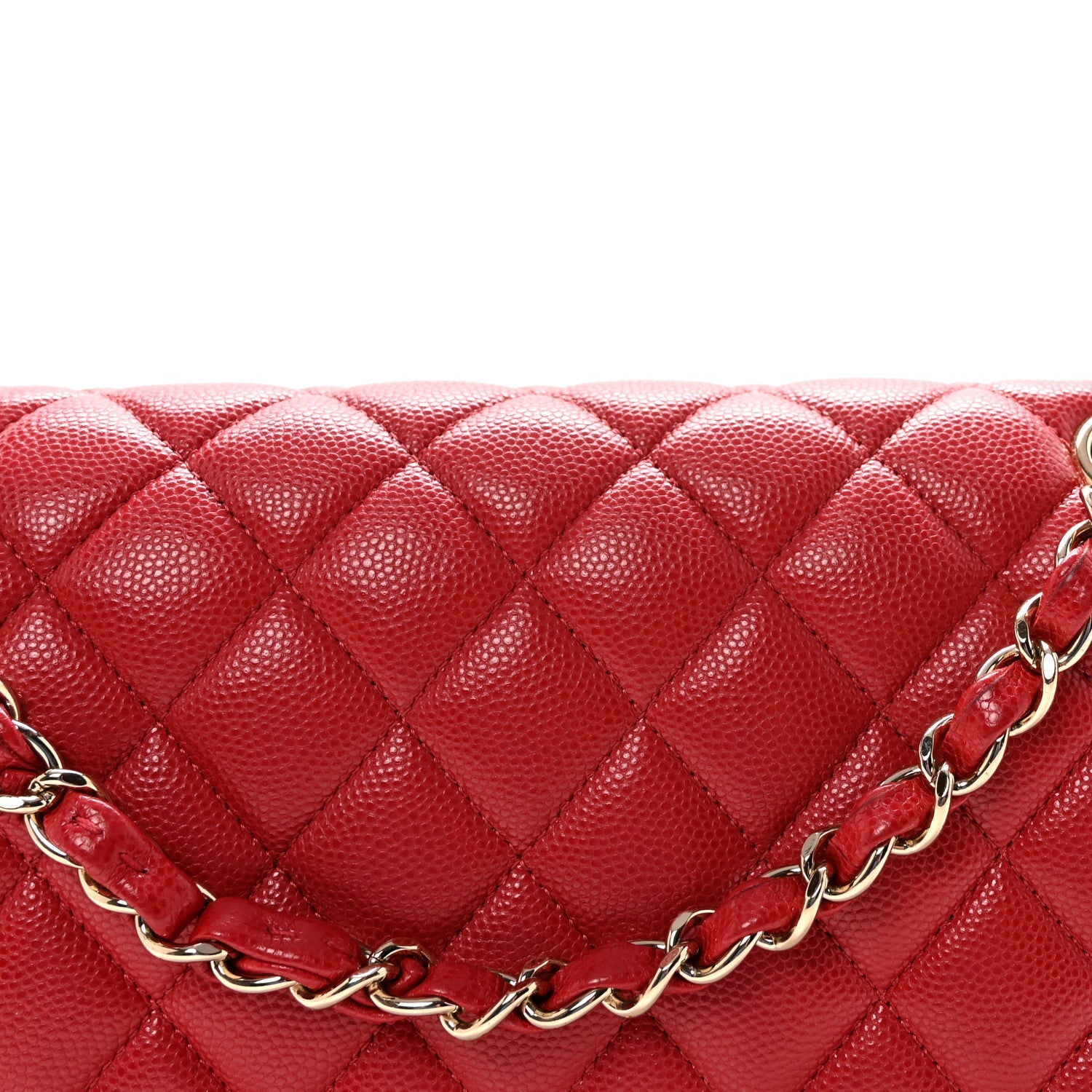 Caviar Quilted Medium Double Flap Red