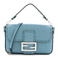 Metallic Cuoio Roma Sellerissima Nappa Sintetica Tape Stitch Mini Baguette Placca Argento