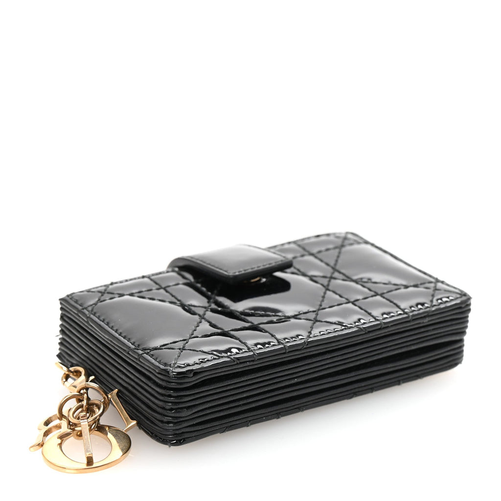 Patent Cannage Lady Dior 5-Gusset  Holder Black