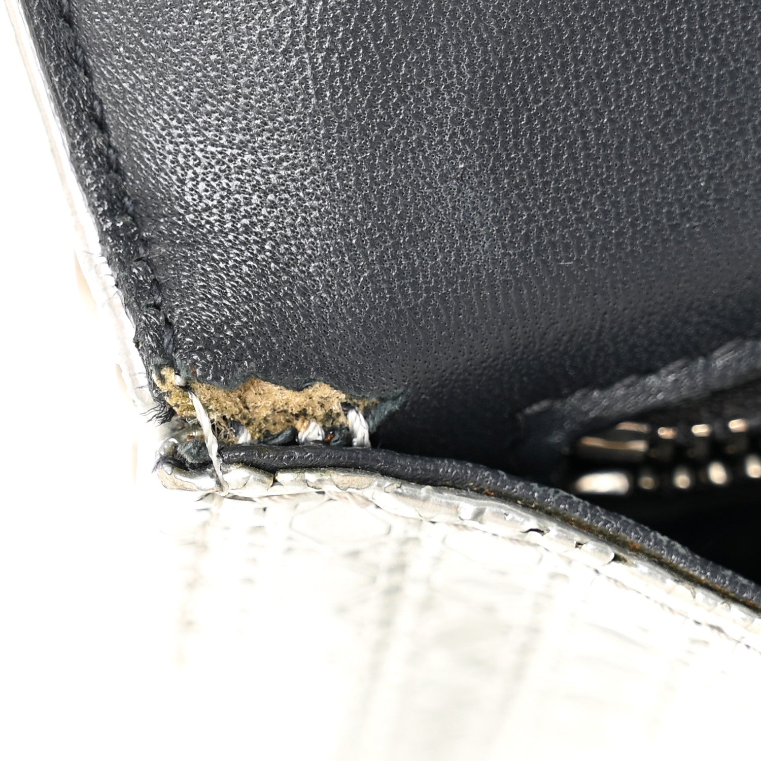 Metallic Patent Micro-Cannage Small Diorama Flap Bag Silver