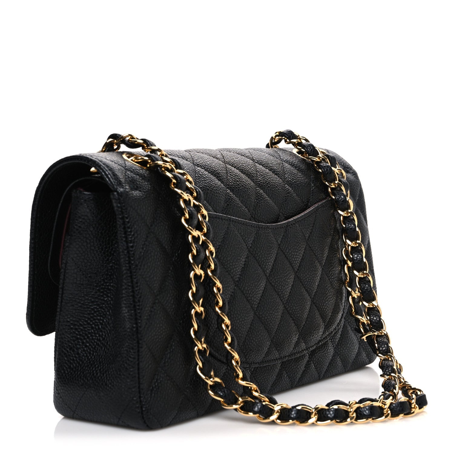 Caviar Quilted Medium Double Flap Black