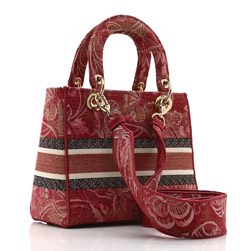 Metallic Canvas Embroidered Brocart Medium Lady D-Lite Pink