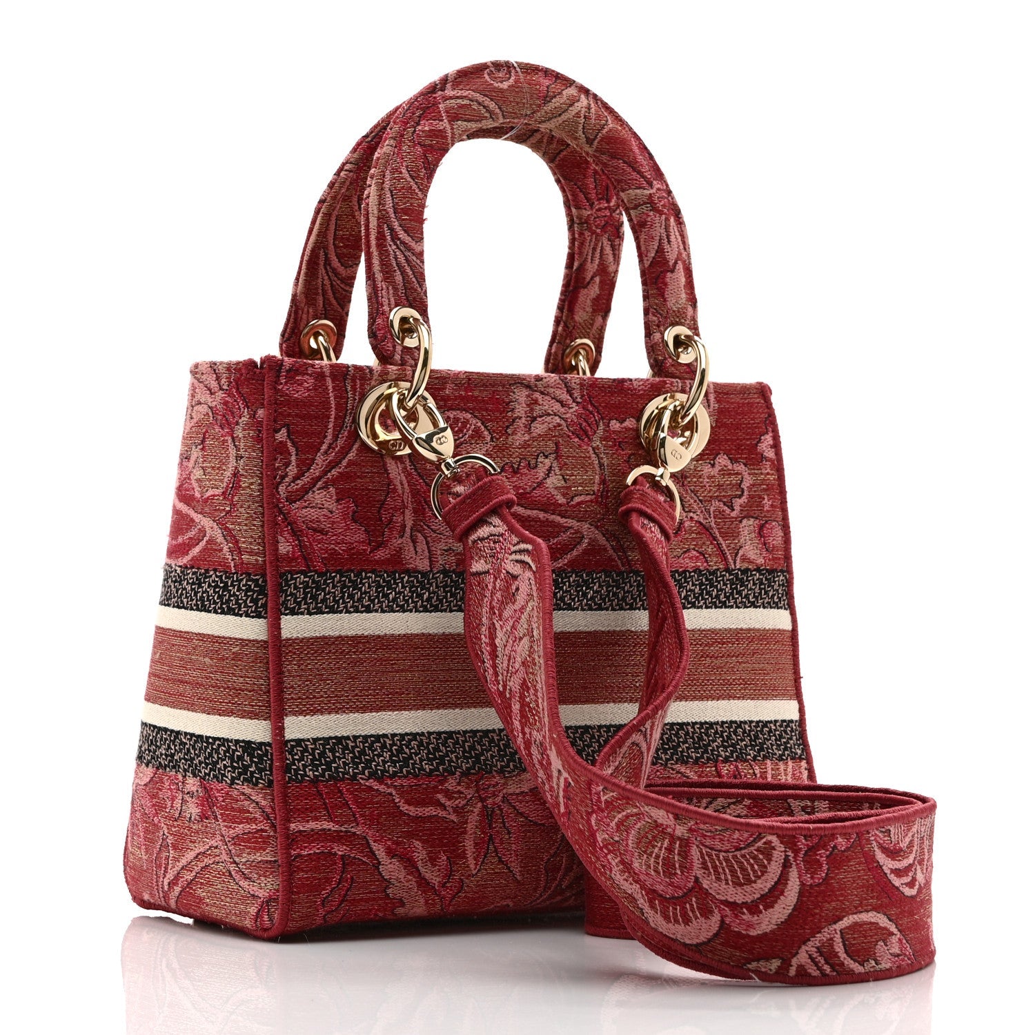 Metallic Canvas Embroidered Brocart Medium Lady D-Lite Pink