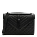 Grain De Poudre Textured Mixed Matelasse Triquilt Medium Monogram Monochrome Satchel Black
