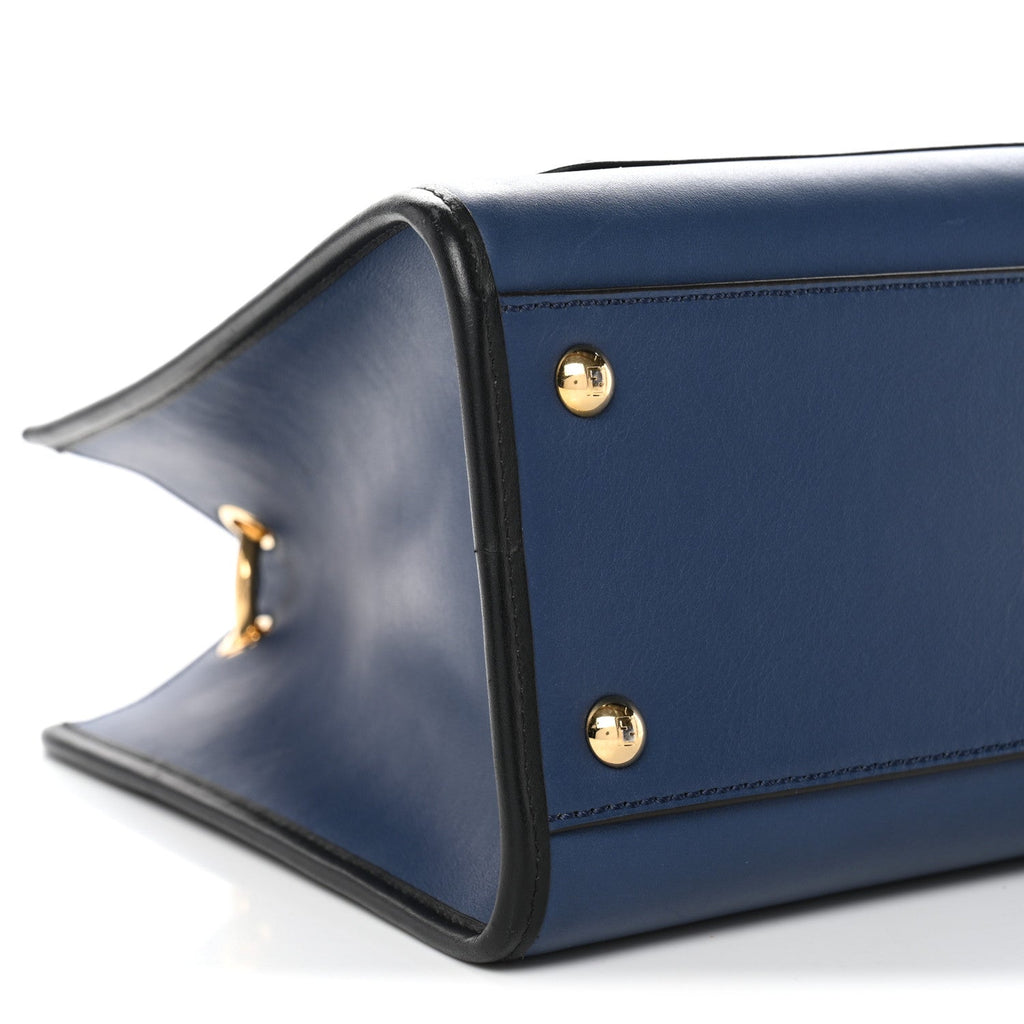 Vitello Century Opaco F is Fendi Bi-Color Small Runaway Satchel Blue Black