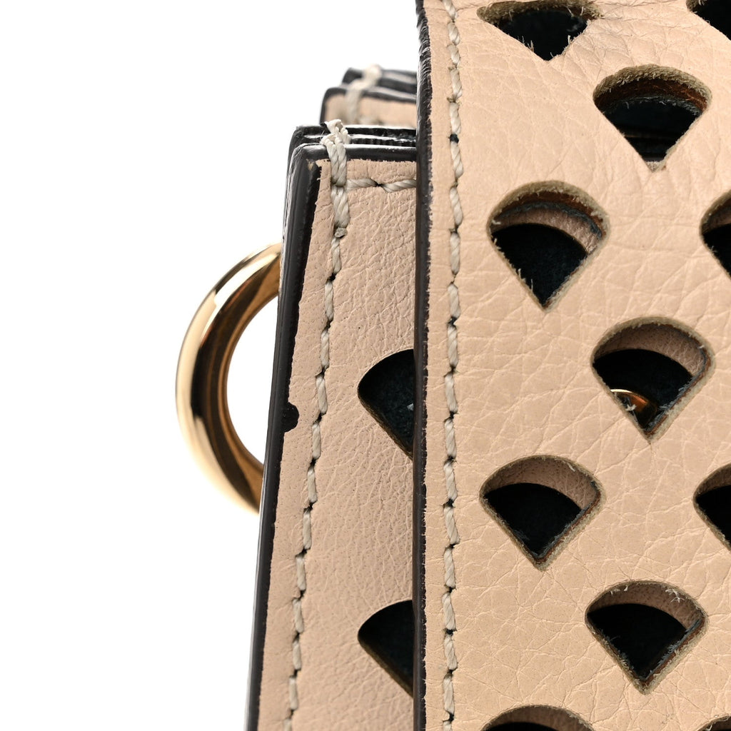 Calfskin Pineapple Perforated Medium Faye Shoulder Bag Abstract White