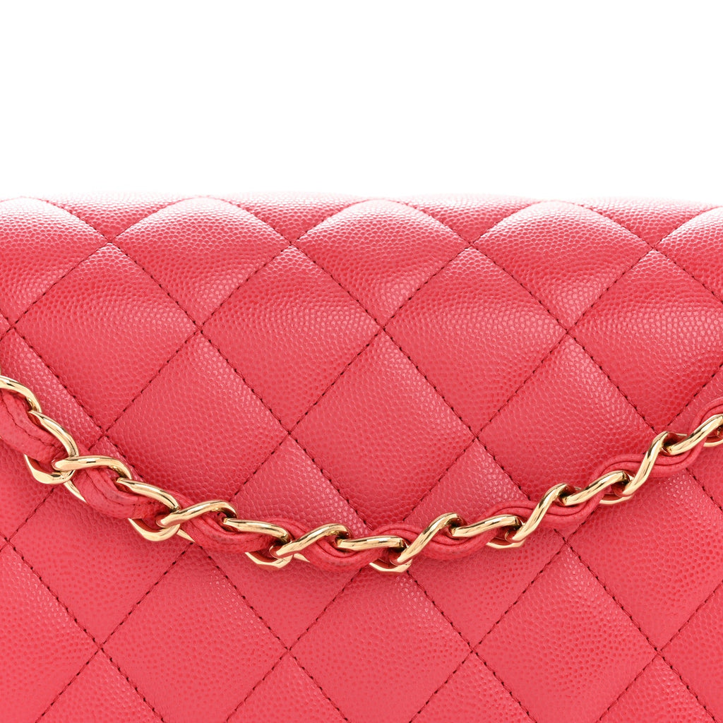 Caviar Quilted Jumbo Double Flap Dark Pink