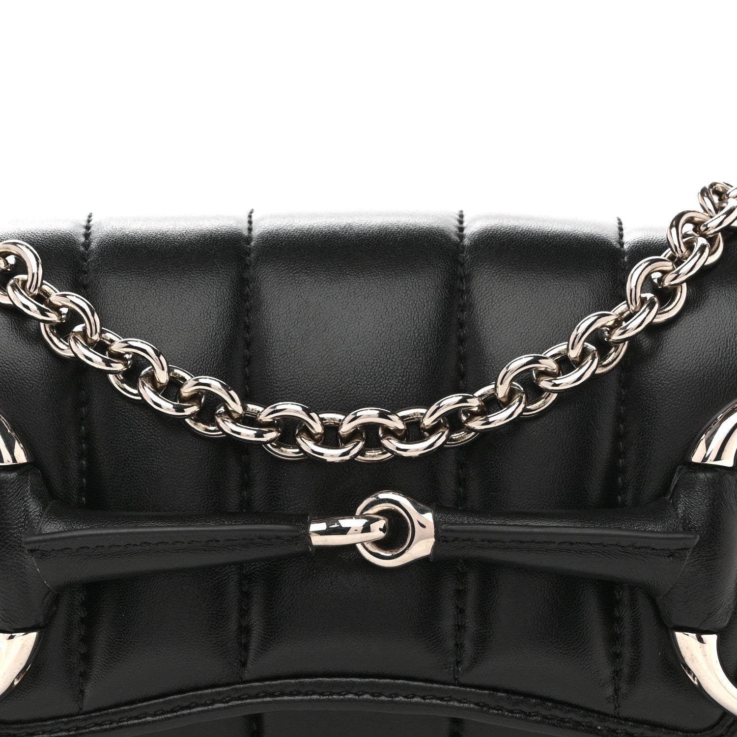 Nappa Vertical Matelasse Small Maxi Horsebit Chain Shoulder Bag Black