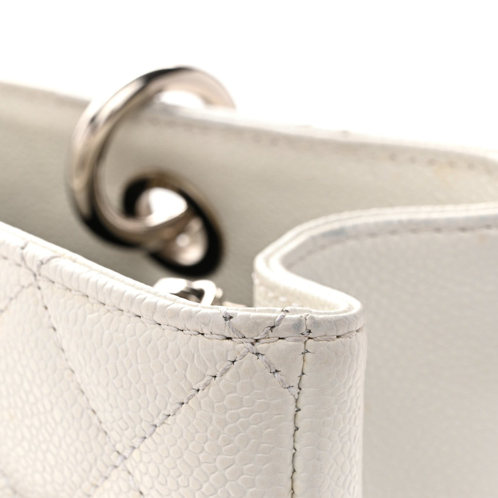 Caviar Quilted Grand Shopping Tote GST White
