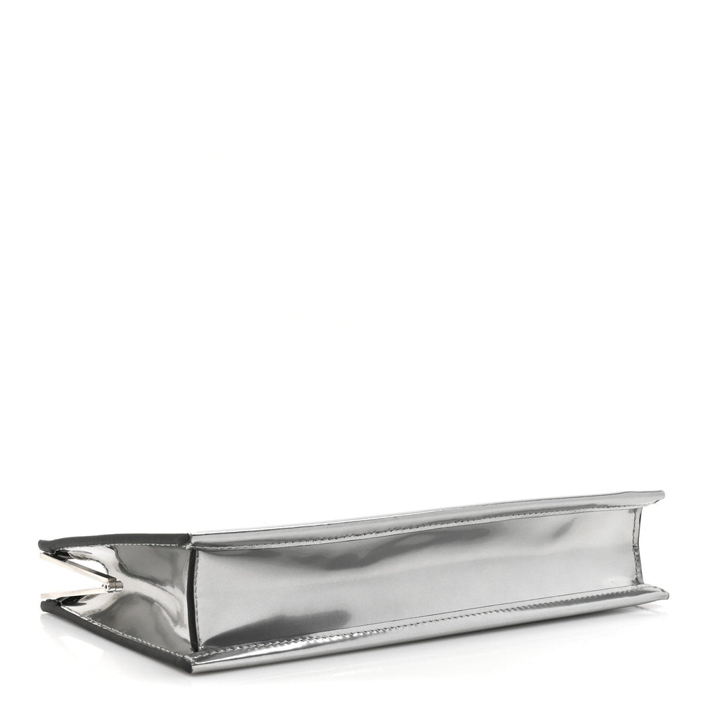 Metallic Calfskin Clutch Silver