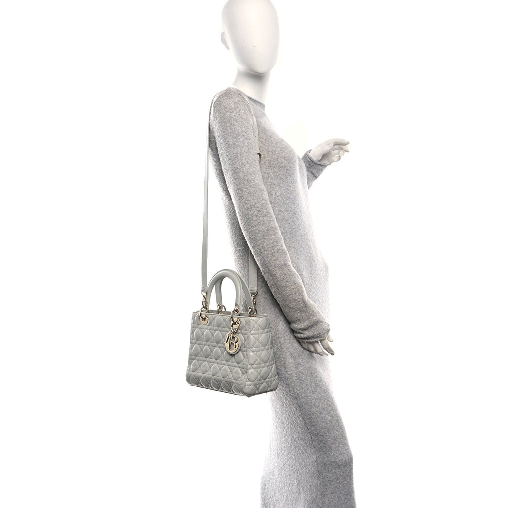Lambskin Cannage Medium Lady Dior Grey