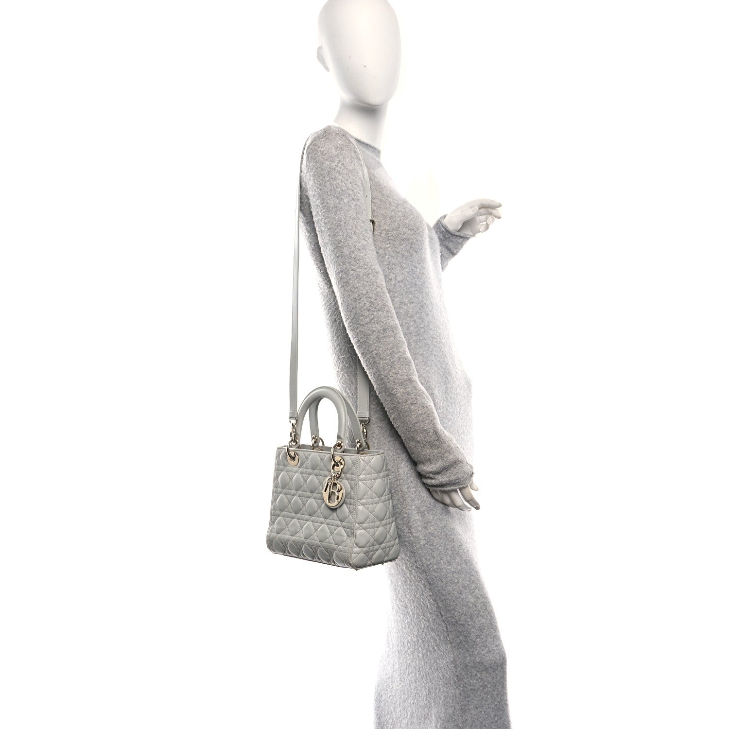 Lambskin Cannage Medium Lady Dior Grey