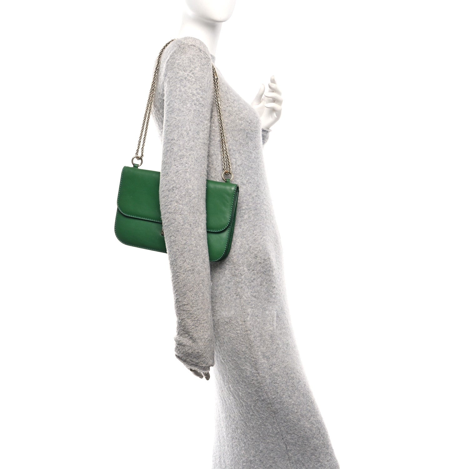 Vitello Medium Glam Lock Rockstud Flap Pop Green