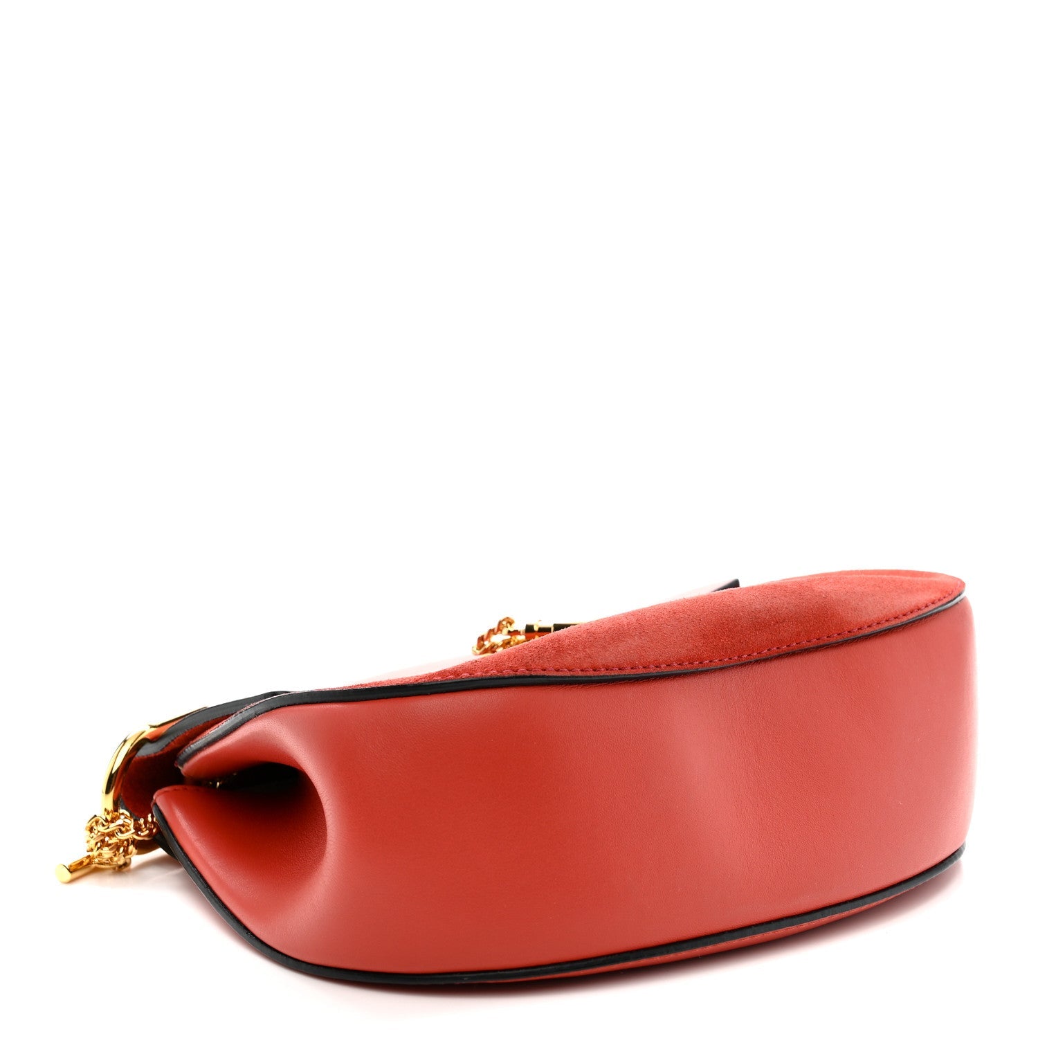 Suede Smooth Calfskin Drew Shoulder Bag Poppy