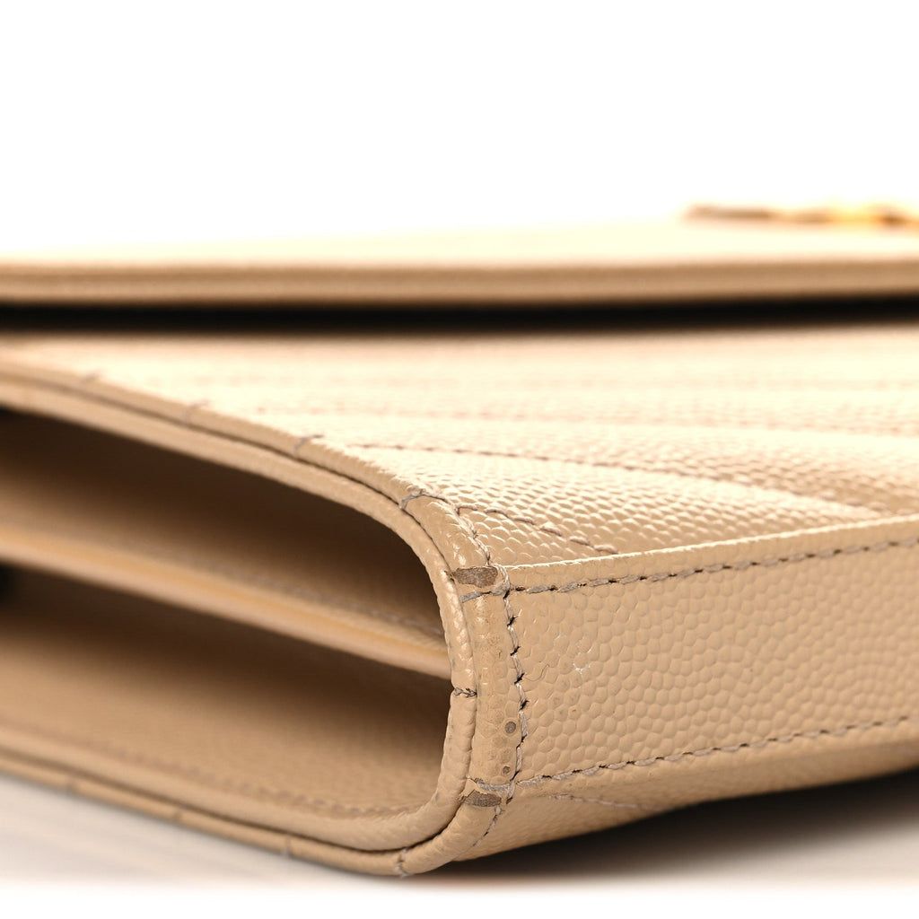 Grain De Poudre Matelasse Chevron Monogram Chain Wallet Nude Powder
