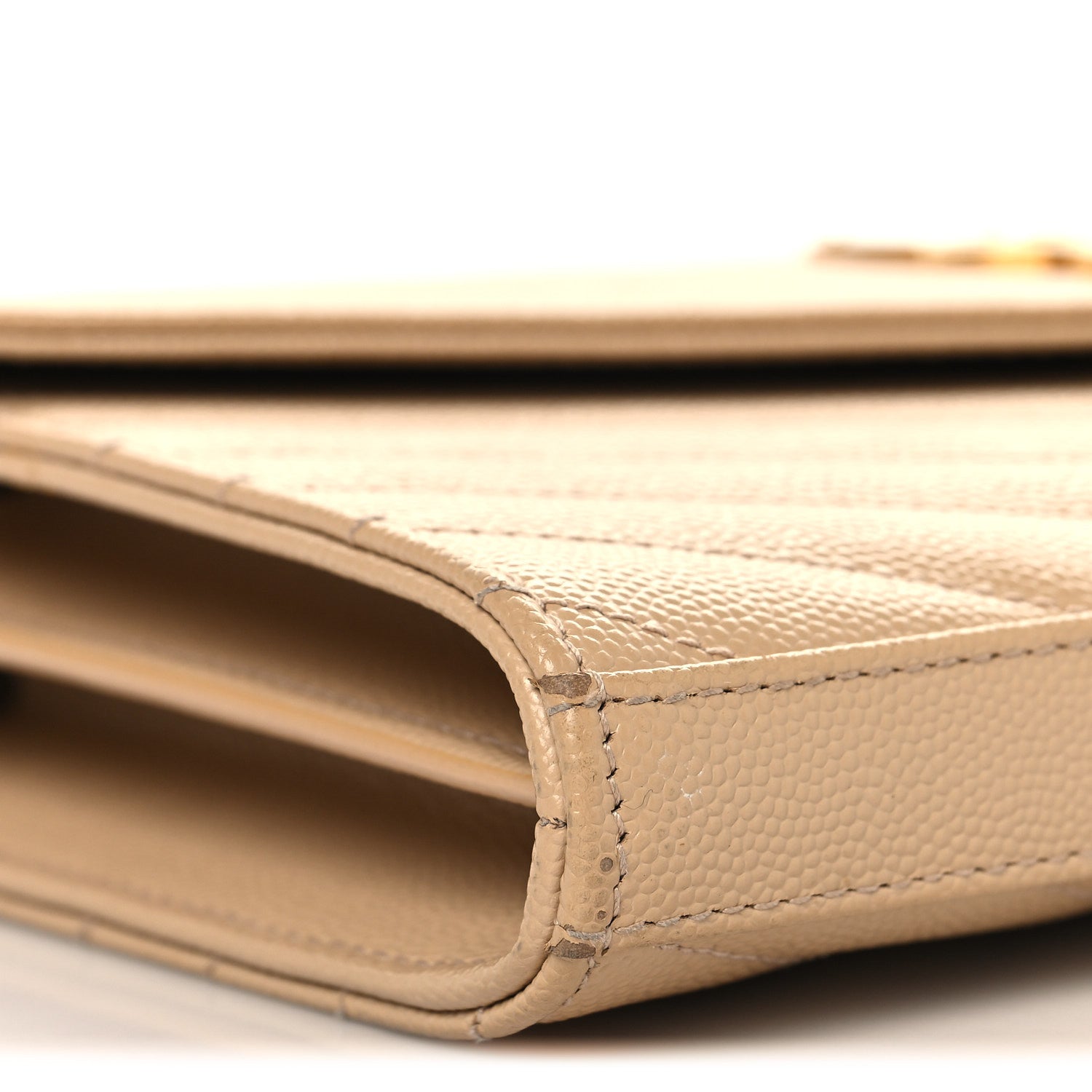 Grain De Poudre Matelasse Chevron Monogram Chain Wallet Nude Powder