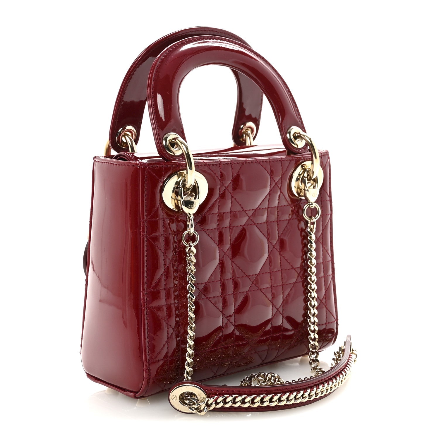 Patent Cannage Mini Lady Dior Red