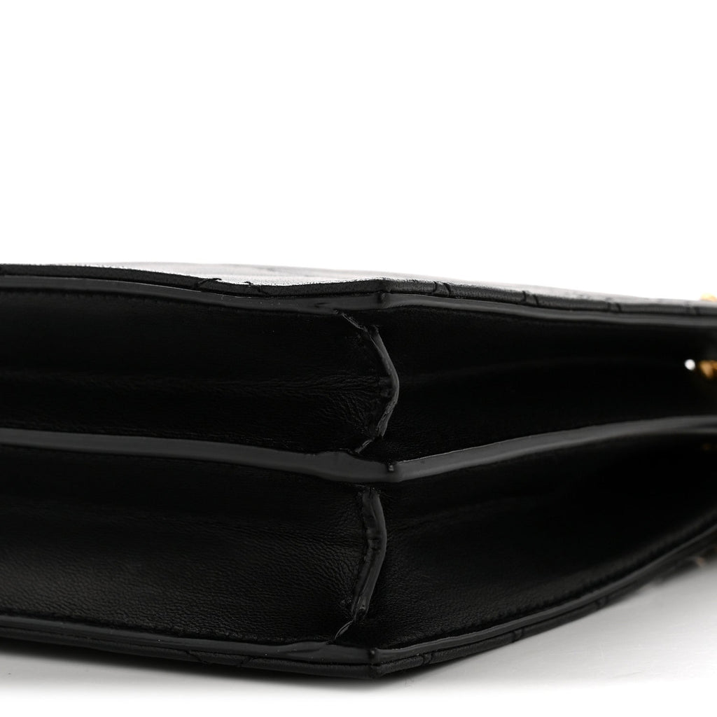 Lambskin Quilted Le Maillon Square Crossbody Bag Black