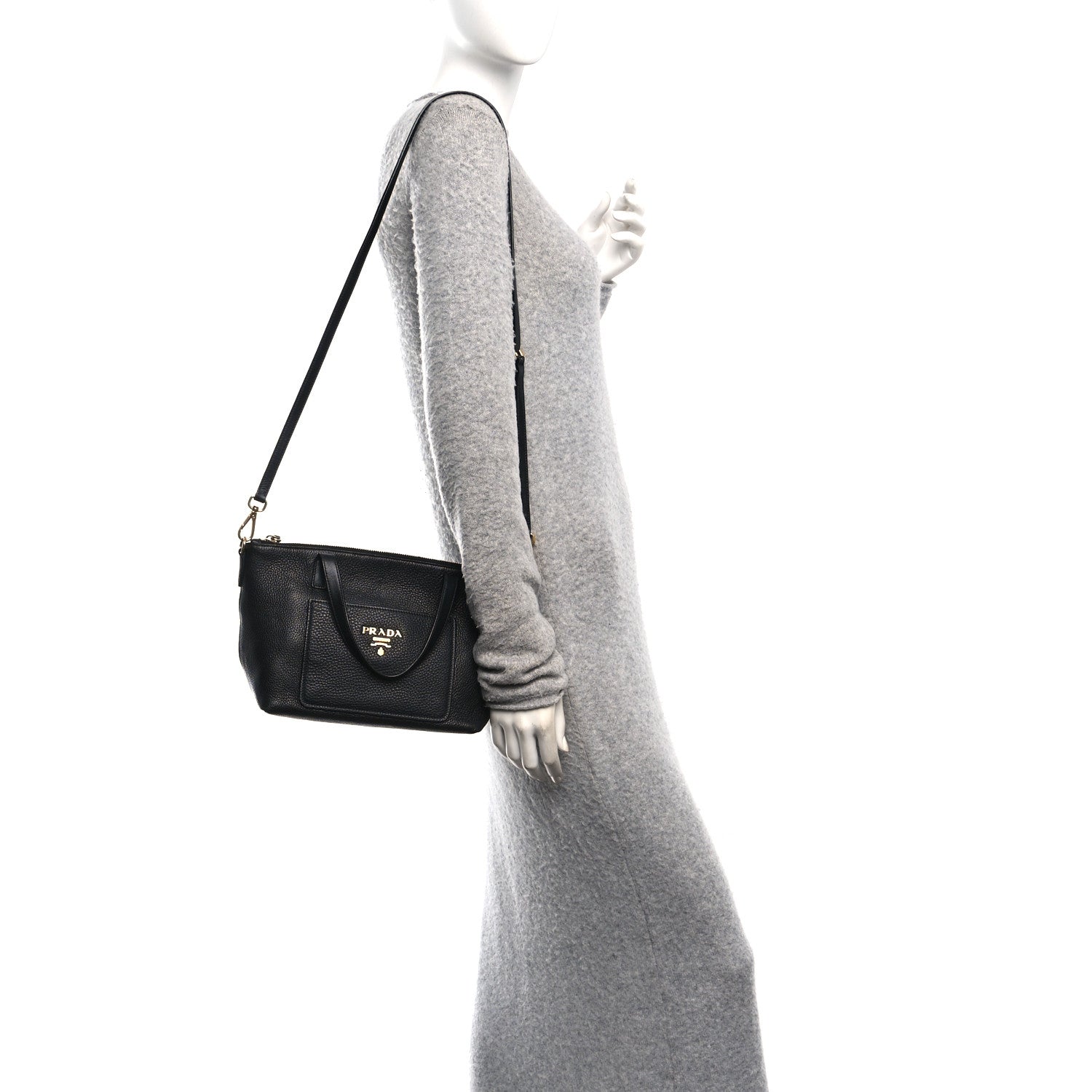 Vitello Daino Pocket Small Tote Black