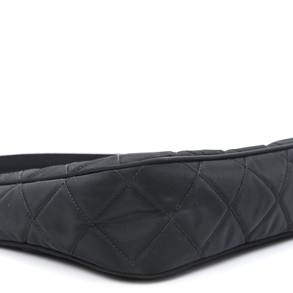 Tessuto Nylon Stitched Shoulder Bag Black
