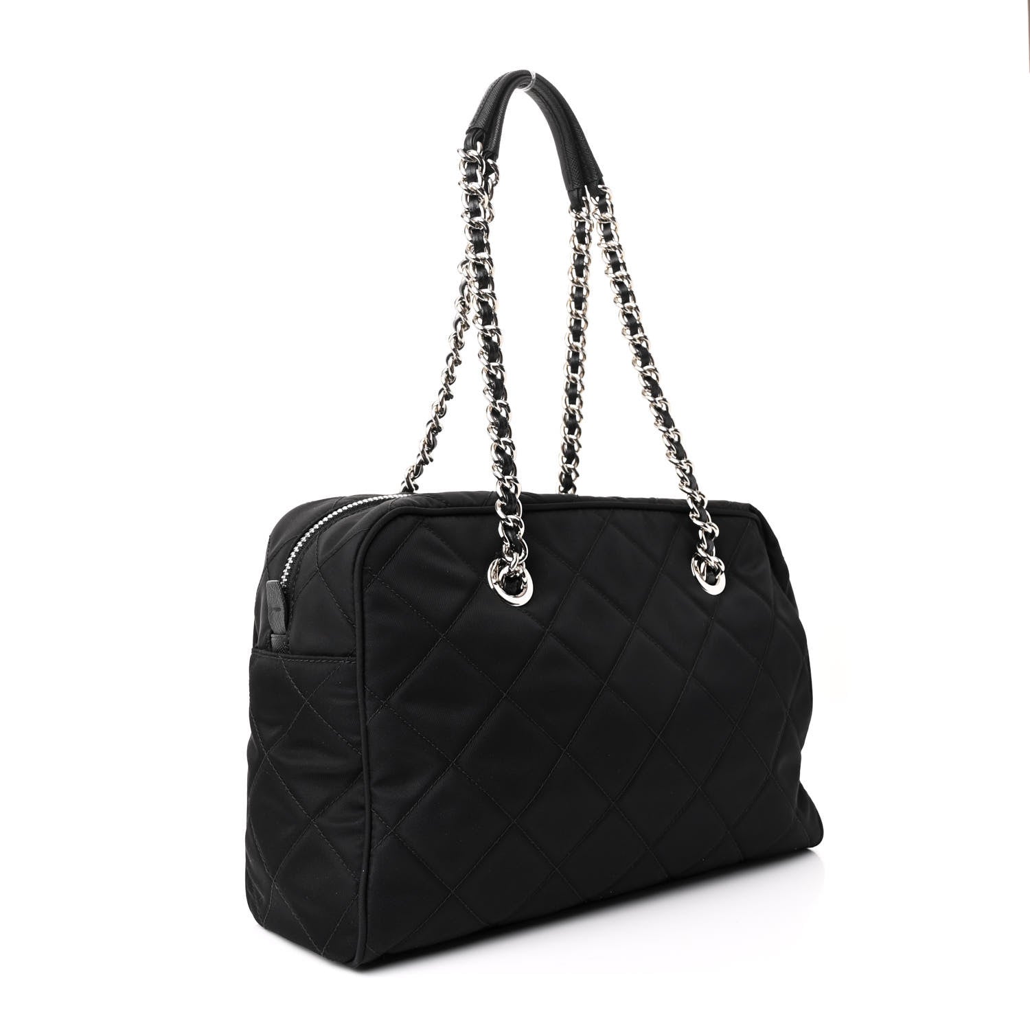 Nylon Tessuto Impuntu Quilted Shoulder Bag Black