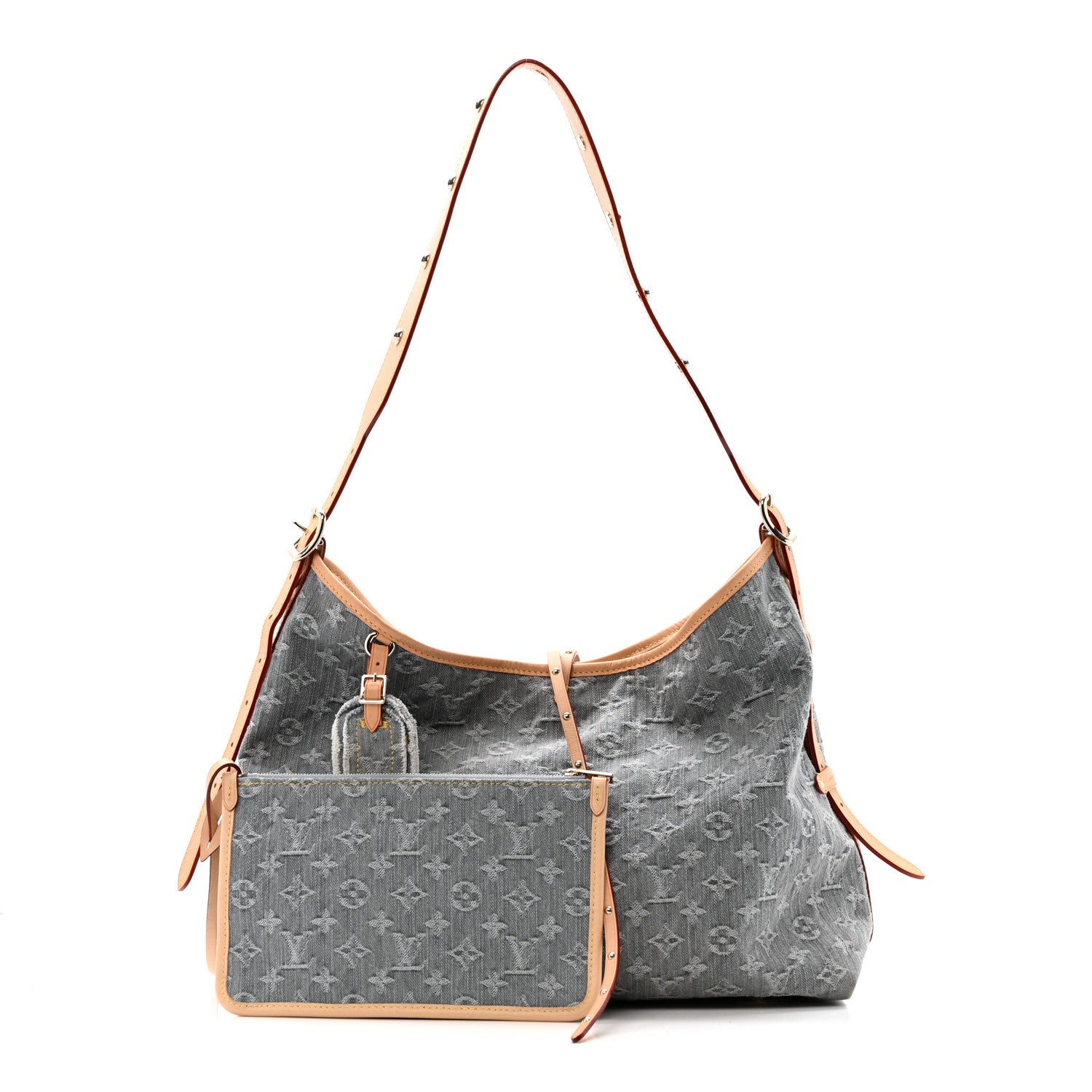 Monogram Denim CarryAll MM Washed Grey