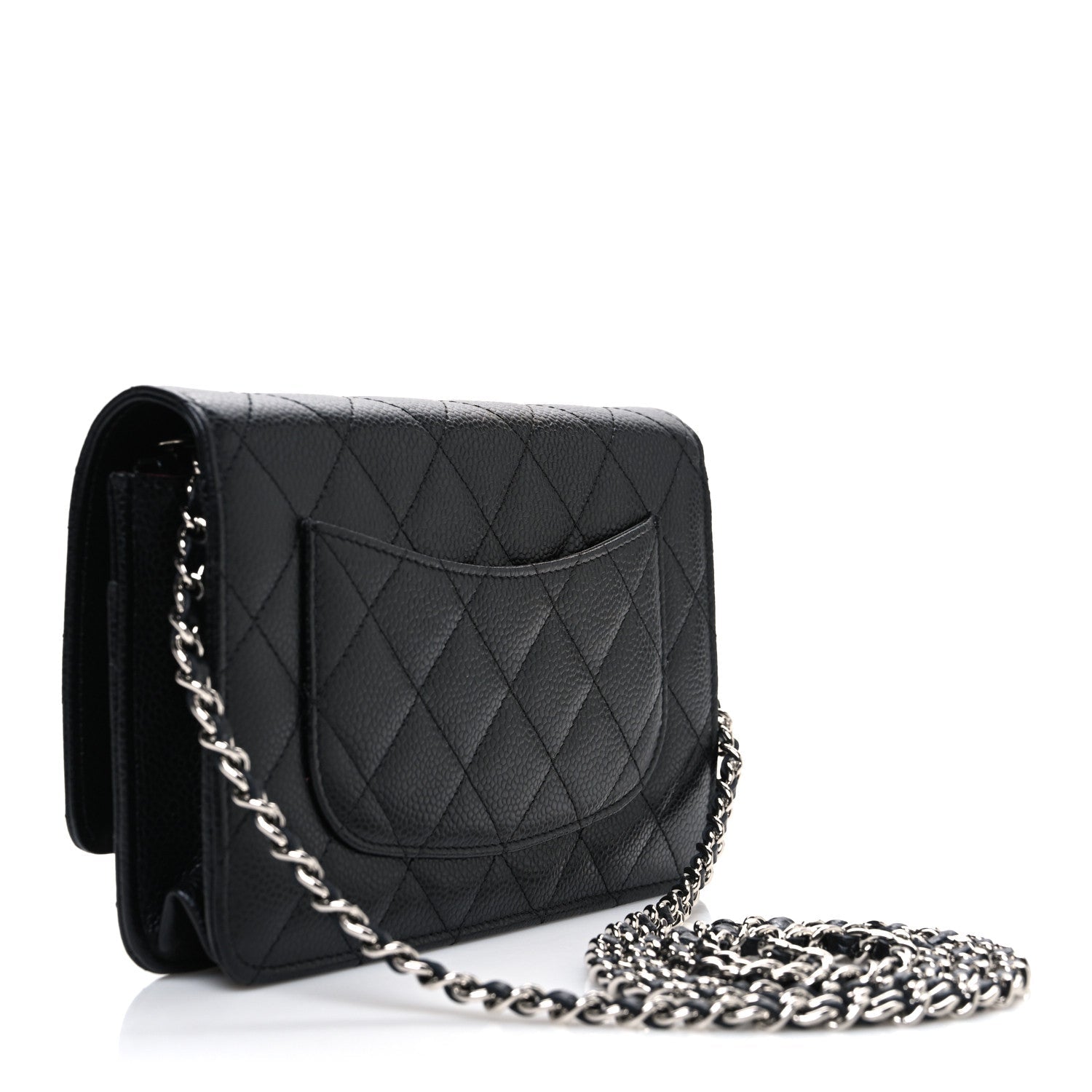 Caviar Quilted Wallet on Chain WOC Black
