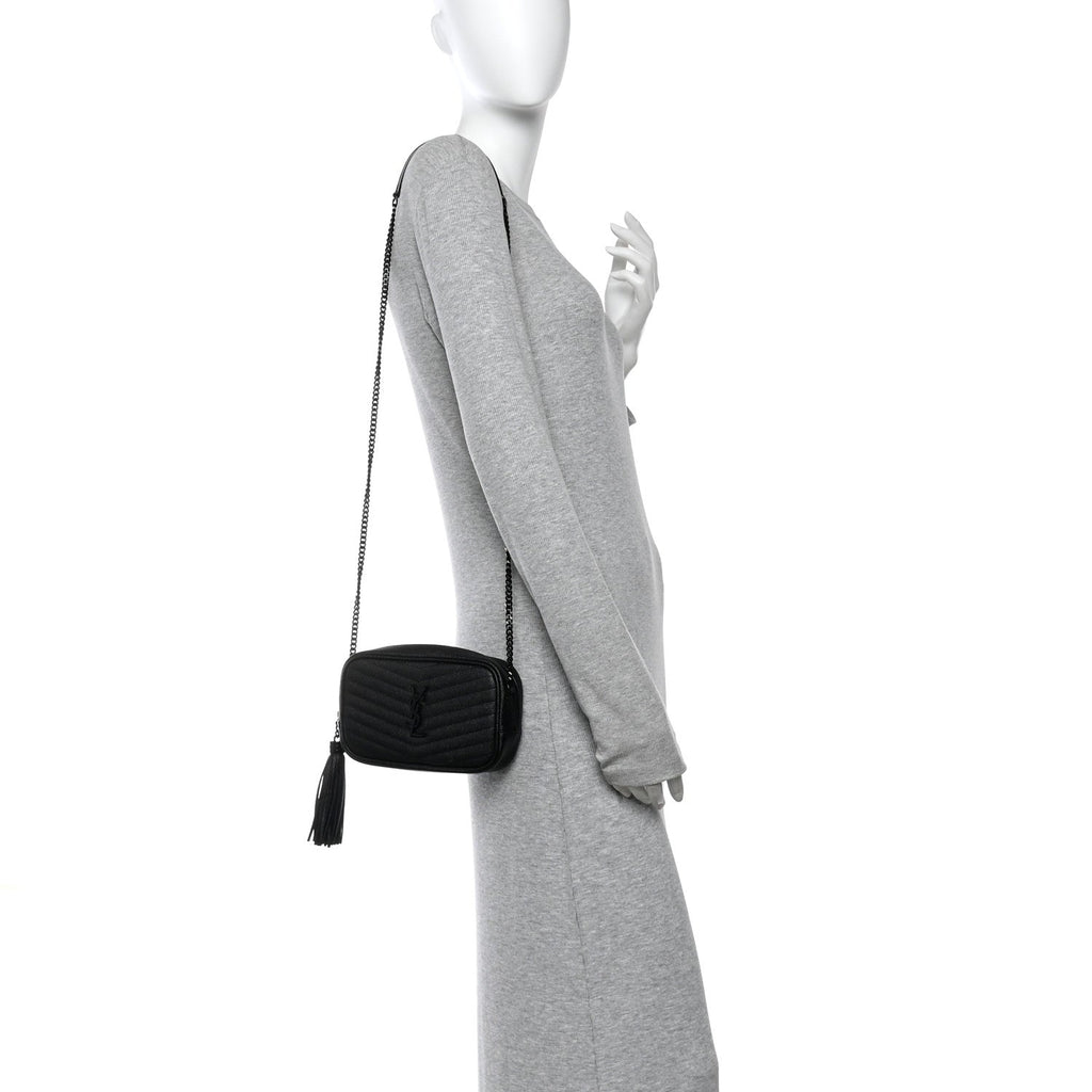 Grain De Poudre Matelasse Monochrome Monogram Mini Lou Camera Bag Black