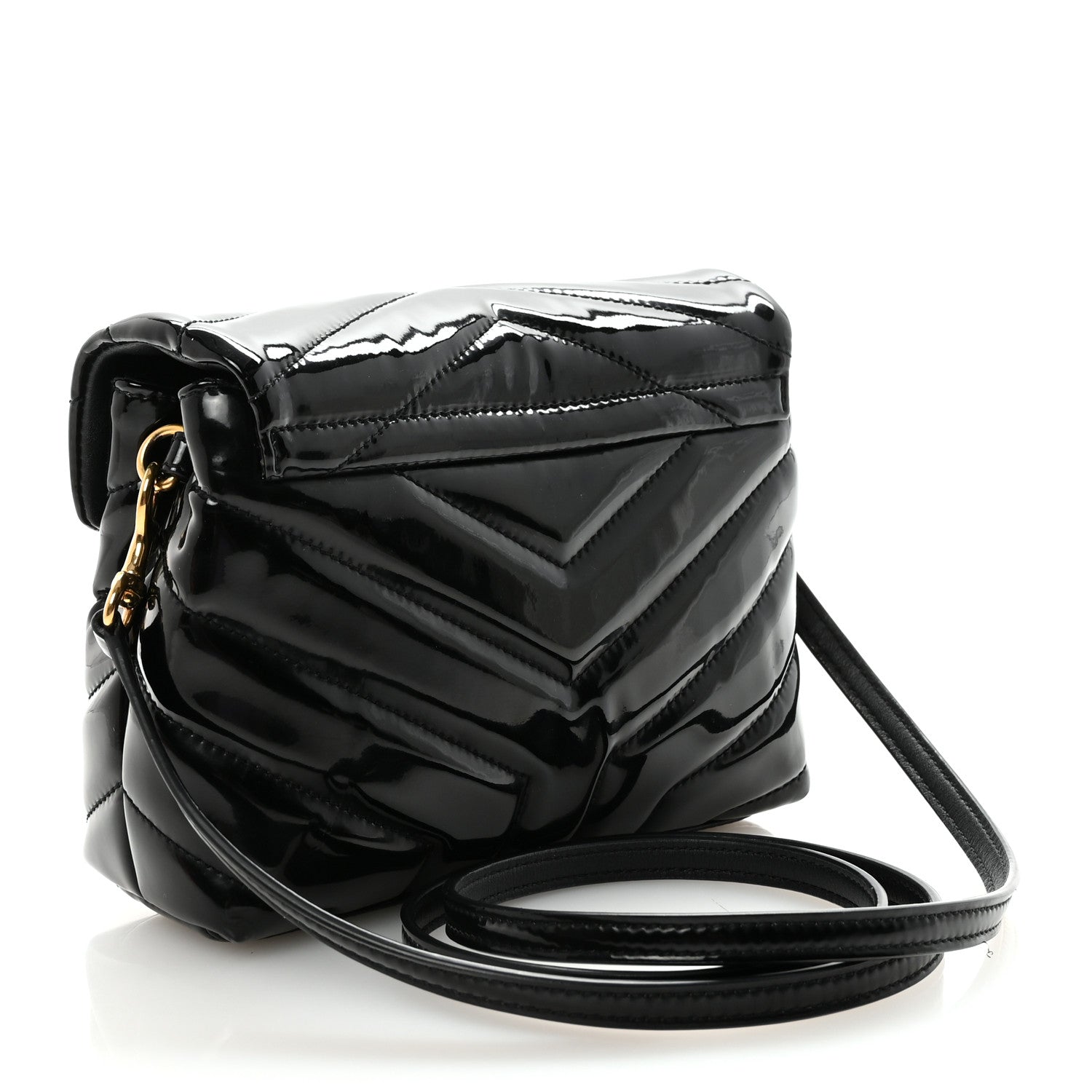 Patent Y Quilted Monogram Toy Loulou Crossbody Bag Black