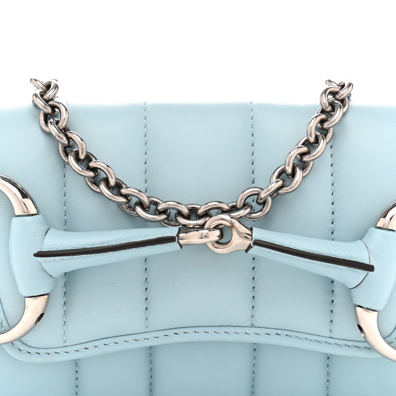 Nappa Vertical Matelasse Small Maxi Horsebit Chain Shoulder Bag Crystal Snow