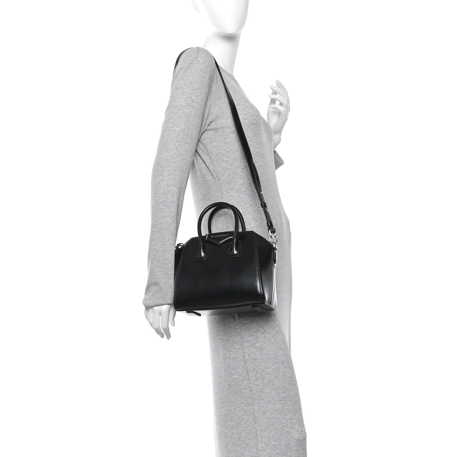 Shiny Lord Calfskin Mini Antigona Black