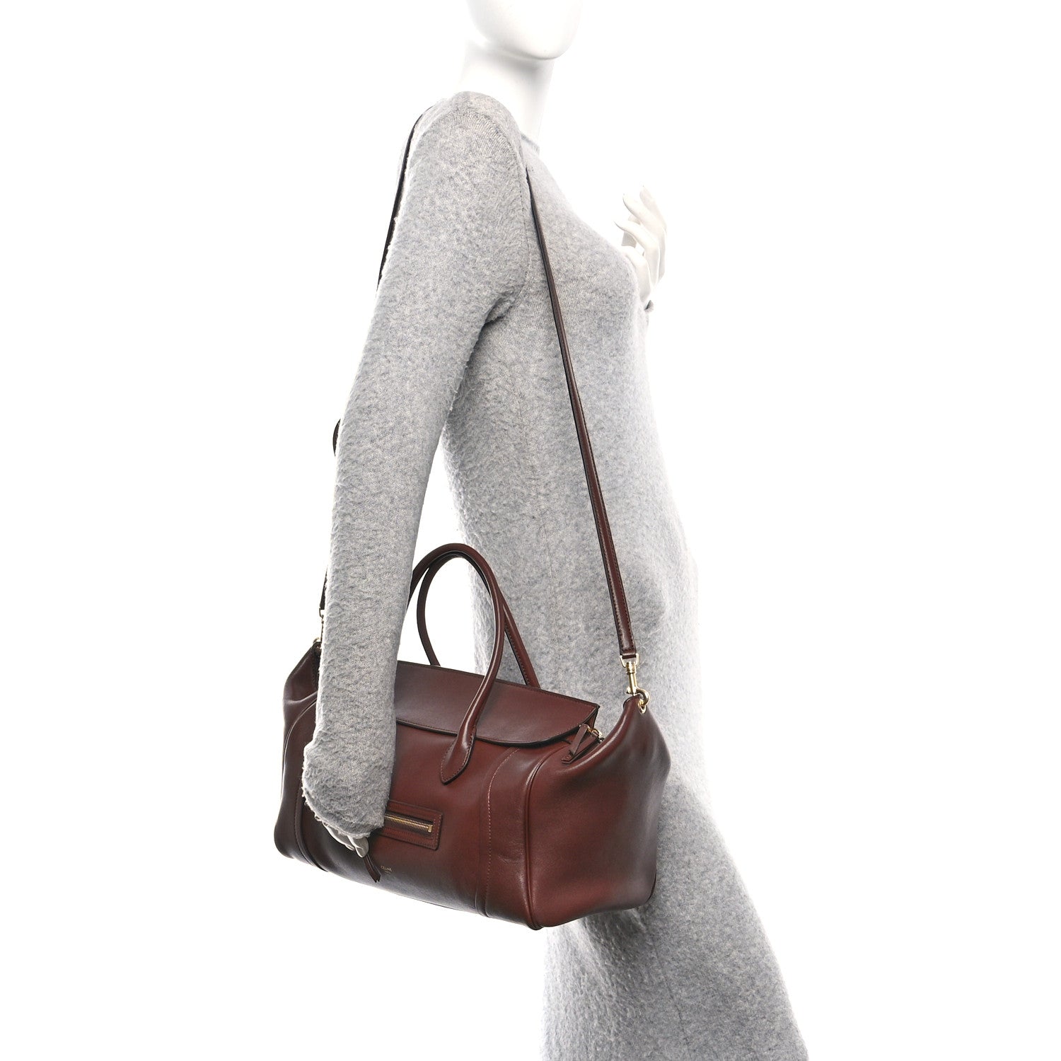 Supple Shiny Lambskin Medium New Luggage Brick