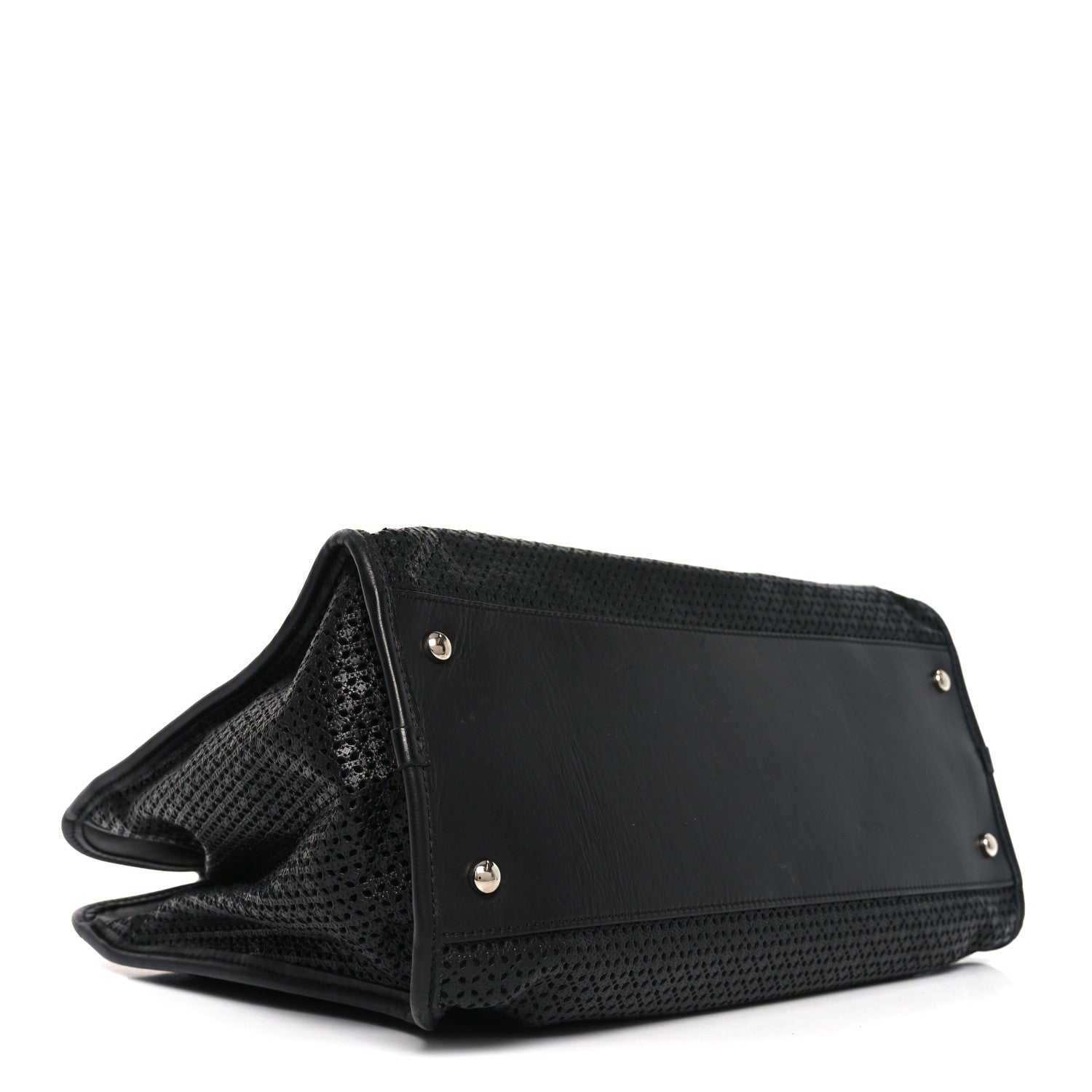 Calfskin Perforated Up In The Air Tote Black